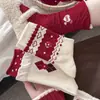 Calcetines Rojos de Año Nuevo para Mujer, Patrón de Copo de Nieve Diamante Retro Puntos, Año del Zodiaco, Festival de Primavera, Sin Costuras, Pelo de Conejo, Puño de Burbuja, Calcetines de Caña Media