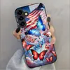 Adequado para Capa de Celular Samsung S26Ultra A90 Bandeira Borboleta S24 Vidro Temperado A16 Capa Protetora Preta A07
