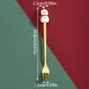 Cuchara removidora de café navideña transfronteriza de acero inoxidable 410, tenedor para postre y fruta, juego de cubiertos con cuchara y tenedor de muñeca