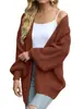 Amazon Comercio Exterior Cárdigan de Punto Grueso con Mangas de Linterna para Mujer 2 Otoño/Invierno 023 Nuevo Estilo Suéter de Punto con Bolsillos Chaqueta para Mujer Moderna
