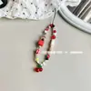 Corrente de Celular Urso Cereja Lanyard de Pulso Original Corrente Curta de Contas Feita à Mão Pingente de Câmera CCD de Alta Qualidade