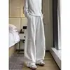 Talla grande corte holgado modelo nuevo otoño 2026 380g estilo americano patchwork pantalones curvos pantalones deportivos casuales de moda para hombre