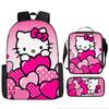 Conjunto de Três Peças Anime Transfronteiriço Kuromi Cão Jade Gato KT Desenho Animado Estudante do Ensino Fundamental e Médio Mochila Escolar Mochila Infantil