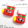 Meias de Natal em Cartão Pequeno, Velas, Sino, Acessórios de Resina Brilhantes, Grampos de Cabelo Artesanais DIY, Materiais de Decoração de Flor para Sapato