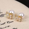 Novos brincos de pérola borboleta elegantes e microincrustados franceses, luxo, design de nicho de alta qualidade, brincos elegantes, acessórios para orelha