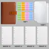 Cuaderno de cuero PU transfronterizo, color macarrón, carpeta A6 con bolsillo con cremallera, cuaderno de presupuestación y contabilidad de efectivo, al por mayor