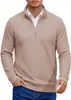 Comércio Exterior Transfronteiriço Masculino Versátil Moletom com Meio Zíper e Manga Longa Moda Outono e Inverno Gola Alta Canelada Camada Base de Tricô