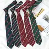 Rayas Marrones Verde Borgoña Corbata de Mano Útiles Escolares Jk Estilo Preppy Camisa Decorativa Casual para Mujer Dk Tendencia para Hombre