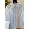 Camisa de Solapa con Encaje de Alta Calidad para Mujer 2025 Principios de Primavera Nueva Suelta Hermosa Camisa Blanca Top
