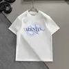 100% algodão, com estampa de letras Vano transfronteiriça, modelagem solta, gola redonda, manga curta, unissex, estilo verão, por Warren Tian N