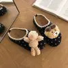 Zapatillas de Algodón Suaves y Lindas con Lunares y Cabeza de Osito 3D para Mujer Cálidas Suela Suave Ropa de Casa Antideslizantes Perezosas Felpa Algodón Zapatillas