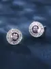 Brincos Pinduoduo Cross-Border Platina Pedra Branca Totalmente Cravejados Diamante Brilhante Redondo Embalagem Joias Versáteis High-End Estilo Francês