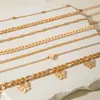Joyería de Estilo Europeo y Americano, Tobillera Multicapa de Mariposa Estilo Playa Festiva, Set de Joyería para Pie Hueco de Diamantes de Alto Nivel de Ins