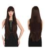 Peruca de comércio exterior feminina, cabelo longo, liso, preto, animação, penteado europeu e americano, franja elegante, seda de alta temperatura, em estoque, atacado