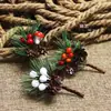 Decoración de árbol de Navidad colgante simulación planta Baya rama de bayas de Navidad accesorios aguja de pino de Navidad simulación de aguja de pino