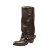 Botas largas vaqueras occidentales plisadas de diseño único 2026 otoño botas de tacón grueso y punta para mujer
