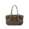 Bolsa de pelúcia texturizada para axila feminina, novo estilo outono, para o dia a dia, de ombro único, bolsa tote fofa e fresca de pelo