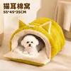 Nido para Gatos Invierno Cálido Felpa Gruesa Cerrado Seguridad Mascota Gato Escondite Casa Gato Invierno Durmiendo Cama para Perros