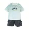 Conjunto de Verano para Niños 2026 Estilo Nuevo para Niños Mayores, Elegante Conjunto de Dos Piezas para Niños con Camiseta de Manga Corta y Shorts, Atuendo de Verano de Moda