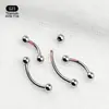 Piercing de Sobrancelha de Titânio G23 Europeu e Americano com Rosca Externa Barra Curva Dupla Ponta Bola Piercing Corporal Direto do Fabricante