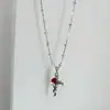 Collar Y2 Enredadera Cruzada Rosa para Mujer, Diseño de Nicho de Lujo Ligero, Cadena para Clavícula, Cadena para el Cuello Dulce y Fresca de Chica Popular
