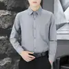 Camisa Masculina Lisa de Manga Longa com Bolsos, Formal para Negócios, Elegante, de Alta Qualidade, Luxo Leve, Premium, Resistente a Amassados, Camisa Casual