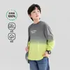 Ropa Infantil Zuoxi Camiseta de Manga Larga para Niños Camiseta Básica Infantil 100% Algodón Nuevo Modelo 2026 Top Delgado Degradado para Niños