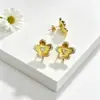 Accesorios para Pendientes de Flor de Cinco Pétalos de Cobre Chapado en Oro de 18 Quilates, Accesorios Versátiles y Sencillos de Pétalos Florales para Mujeres