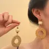 Sicília~Brincos de Férias na Praia à Beira-Mar Brincos Femininos Artesanais de Rattan de Alta Qualidade Sem Perfuração Clipe de Orelha Espiral