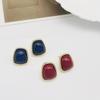 Aretes Elegantes de Resina Estilo Retro Hong Kong Plata S925 con Aguja Bañados en Oro Real Aretes Geométricos Simples Nuevos Aretes de Primavera y Verano Coreanos