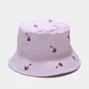 Tendência da Moda Europeia e Americana Bordado de Coqueiro Chapéu de Pescador para Homens e Mulheres, Chapéu Bucket Casual de Férias Dupla Face, Chapéu com Proteção Solar