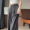 Pantalones de pierna ancha de seda helada para mujer, Novedad Primavera/Verano 2026, Pantalones de tiro alto con cordón, textura tie-dye, Casual, de longitud hasta el suelo, protección solar