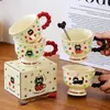 Caneca de cerâmica de desenho animado para drop-shipping, caneca de café de alta estética, presente prático para recém-casados e inauguração de casa, copo de água para eventos corporativos