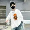 Camiseta de Manga Longa de Outono para Meninos Estilo Primavera e Outono 2026 Nova Camada Base Infantil Algodão Puro Top Casual de Outono para Meninos