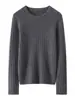 Suéter de Cashmere Novo de Gola Redonda para Outono e Inverno, Tricô Grosso Solto Pequeno, Manga Longa, Camada Base Quente, Moda Lã