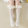 Meias de Renda Infantil de Meia Panturrilha Primavera e Verão Finas Doces de Punho Meninas Coração Renda Vertical Estilo Ballet Meias de Princesa