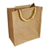 Bolsa de arpillera Asa de bambú Arpillera Buda Té Bolsa individual Bolsa publicitaria Bolsa de compras Bolso de mano Bolsa de lino Al por mayor Ecológico Para llevar en la mano