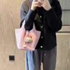 Bolso Canasta de Cuero de Primera Capa Tc de Alta Gama de Grano Completo, Bolso Cubo Versátil Simple y Elegante, Bolso con Forma de Cubo de Gran Capacidad