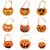 Cubo de Dulces de Calabaza Portátil Bolsa de Fieltro para Halloween Cubo de Dulces de Calabaza Bolso Cruzado para Niños Cubo de Dulces de Calabaza