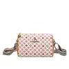 Bolsa Transversal de Couro Macio Estampada Estilo Novo Transfronteiriça para Mulheres de Meia-Idade com Alça Larga, Bolsa Almofada Color Blocking Cor Boston