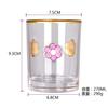 Taza de Vidrio Personalizada por el Fabricante con Parche Metálico y Letras Arcoíris, Taza de Agua Decorativa Metálica 3D con Borde Dorado, Vaso para Jugo