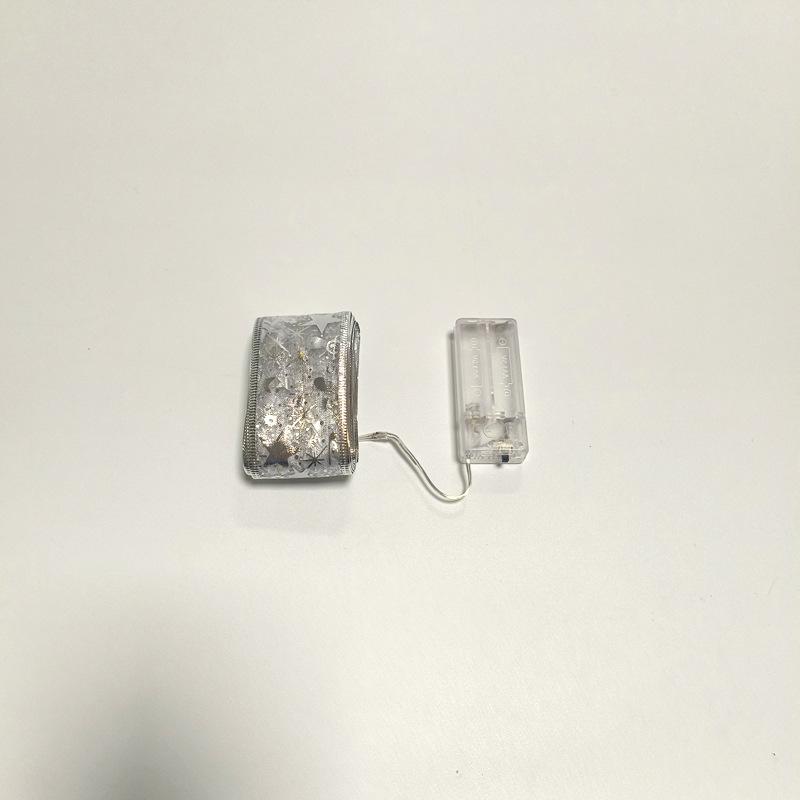 #D11圣诞发光彩带-5米50灯2AA常亮带闪银色彩带暖白灯