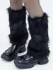 Cubiertas de Calcetines Peludas Estilo Europeo y Americano para Mujer, Calentadores de Piernas de Piel Sintética de Otoño, Calcetines de Media Pantorrilla, Cubiertas para Botas Largas de Pelo Subcultura