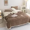 Manta Jacquard Nueva 2026 Borde Grande Versión AB Tafetán Lana de Cordero, Cómoda Manta de Felpa de Algodón para Todas las Estaciones