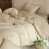 Conjunto de 4 Peças Jacquard 100% Algodão Puro Tecido Grosso Anos 60 Capa de Edredom Lençol com Elástico Quarto Principal Roupa de Cama de Luxo