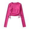 Nueva camiseta de manga larga para mujer de estilo europeo y americano, con cordón lateral, top C75497