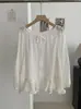 Blusa Feminina KEKEZOON com Gola V e Babados, Caimento Solto, Versátil, Manga Três Quartos, Cor Sólida Top 8610