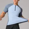 Ropa Deportiva de Verano Transpirable de Secado Rápido con Cuello Alto y Media Cremallera de Manga Corta para Hombres Estudiantes, Ropa de Pista y Campo con Media Cremallera para Correr y Entrenamiento de Fitness