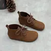 Botas Martin de cuero vintage, talla 26, punta redonda casual, versátiles, botas Chelsea para andar descalzo, botines, cuero suave para mujer, botas de cuero con suela blanda