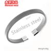 Pulsera de Acero Inoxidable para Hombre de Moda Europea y Americana, Simple Malla Elástica Abierta en Forma de C, Pulsera de Acero de Titanio Transfronteriza, Hecha a Mano